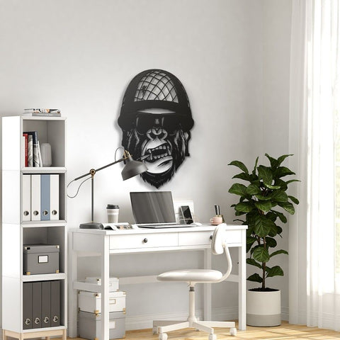 Gorilla Soldier Metal Wall Art Decor