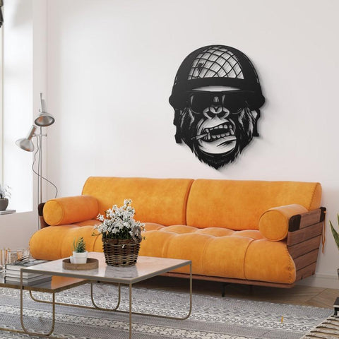 Gorilla Soldier Metal Wall Art Decor