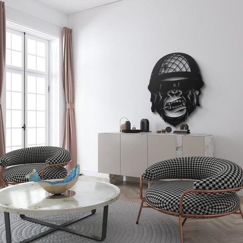 Gorilla Soldier Metal Wall Art Decor