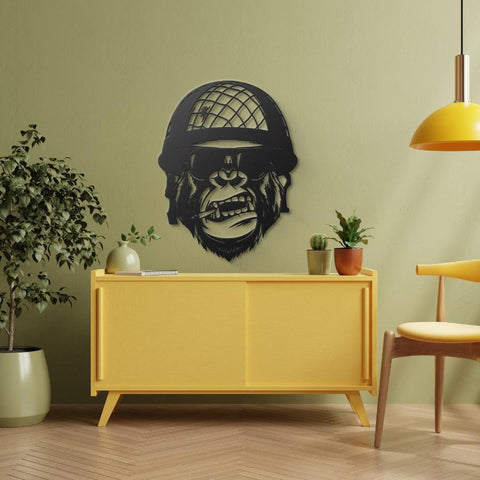 Gorilla Soldier Metal Wall Art Decor