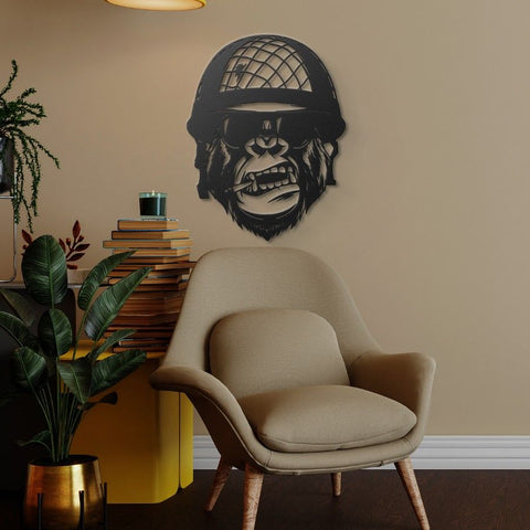 Gorilla Soldier Metal Wall Art Decor