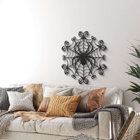 Spider Web Gothic Metal Wall Art