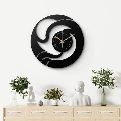 Swirl Design with Roman Numerals Metal Wall Clock