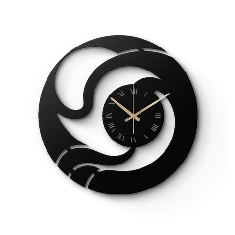 Swirl Design with Roman Numerals Metal Wall Clock