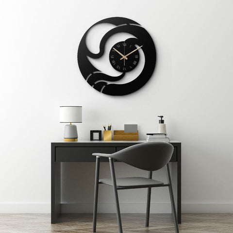 Swirl Design with Roman Numerals Metal Wall Clock