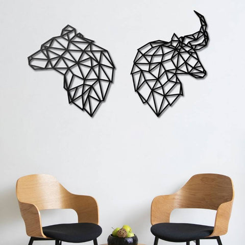 Stock Market Bull and Bear Metal Wall Art
