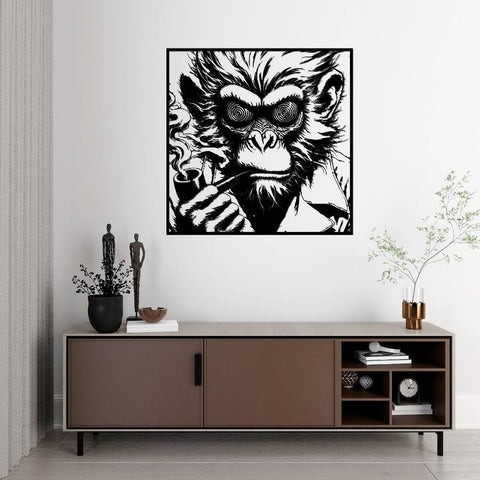 Monkey With Pipe Metal Wall Art