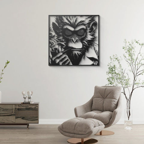 Monkey With Pipe Metal Wall Art