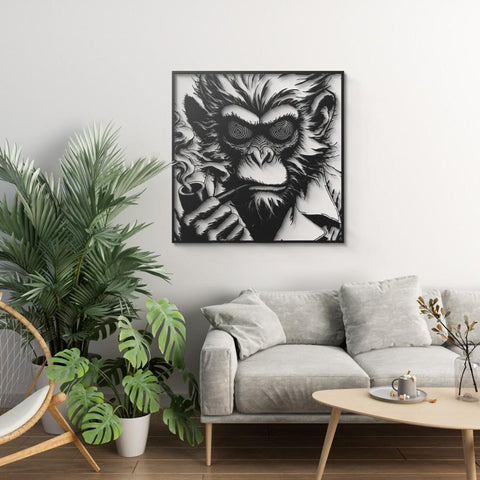 Monkey With Pipe Metal Wall Art