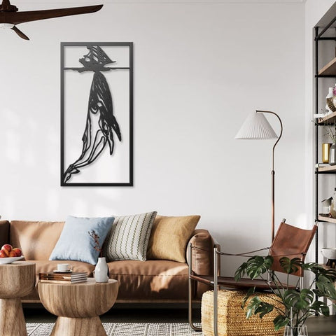 Whale and Boat Metal Wall Art Decor