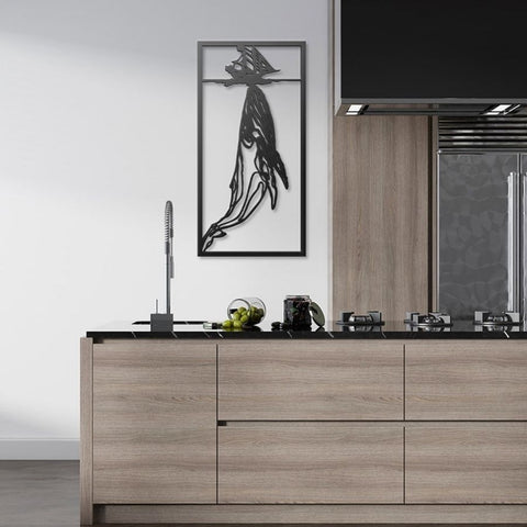 Whale and Boat Metal Wall Art Decor