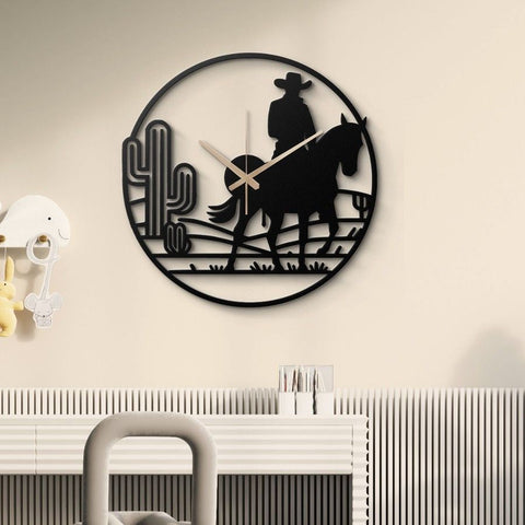 Western Cowboy Metal Wall Clock