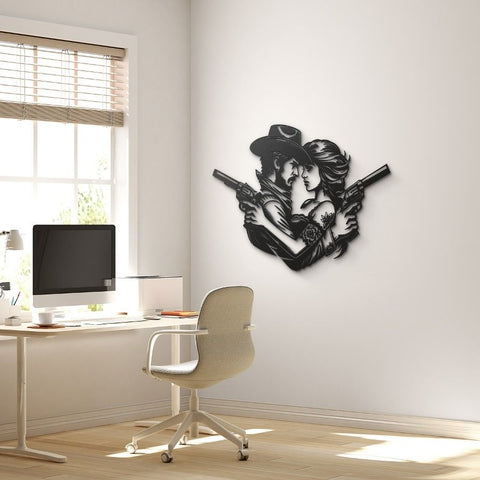 Cowboy & Cowgirl Romance Metal Wall Art