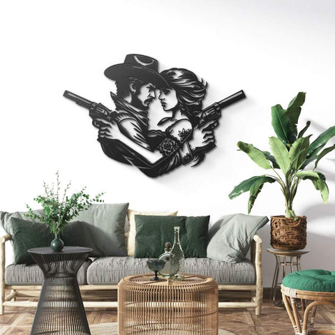Cowboy & Cowgirl Romance Metal Wall Art