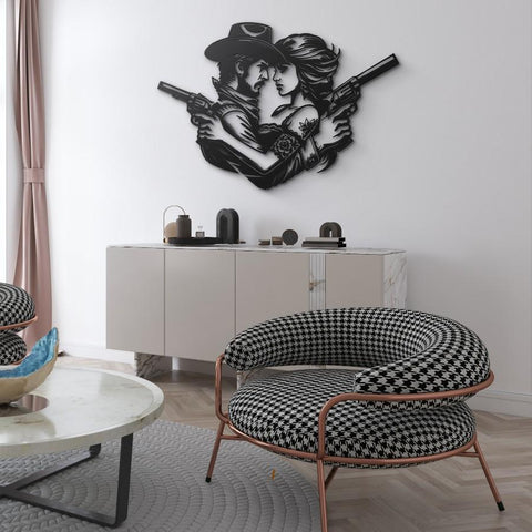 Cowboy & Cowgirl Romance Metal Wall Art