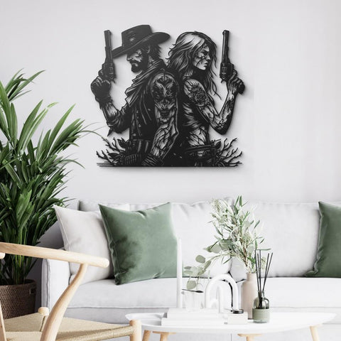 Western Cowboy and Cowgirl Metal Wall Art Decor