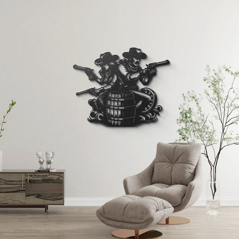 Cowboys Back To Back Metal Wall Art