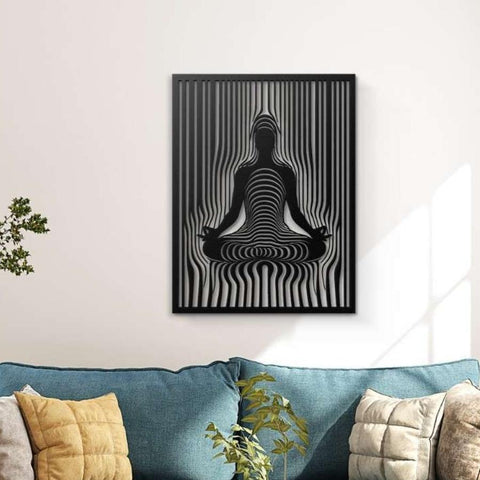 Woman Yoga Illusion Metal Wall Art