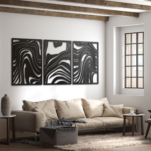 Zebra Pattern Metal Wall Art Decor Set of 3