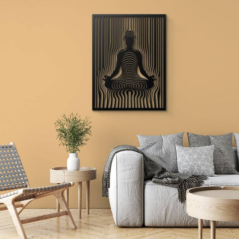 Woman Yoga Illusion Metal Wall Art