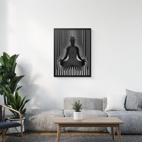 Woman Yoga Illusion Metal Wall Art