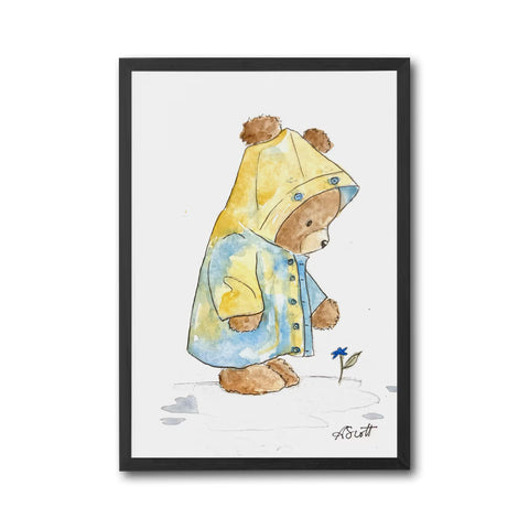 A Scott Teddy Bear Raincoat Wall Print Wall Poster Print
