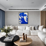 Abstract Art Modern Minimalist Wall Art – Cobalt Blue Shapes on Cream