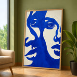 Abstract Art Modern Minimalist Wall Art – Cobalt Blue Shapes on Cream