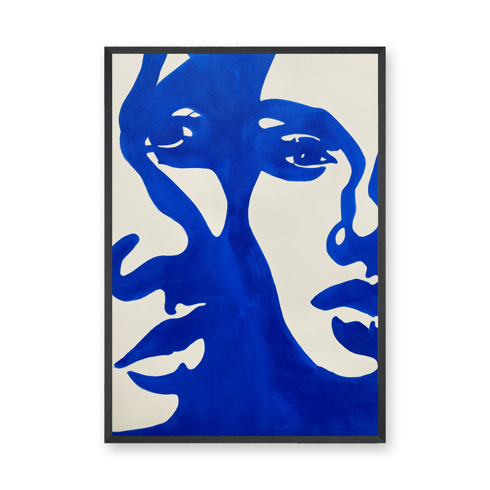 Abstract Art Modern Minimalist Wall Art – Cobalt Blue Shapes on Cream