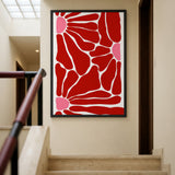 Abstract Art Modern Minimalist Wall Art – Red and Pink Organic Shapes
