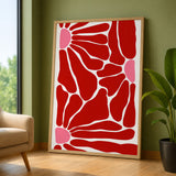 Abstract Art Modern Minimalist Wall Art – Red and Pink Organic Shapes