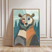 Expressive Bear Illustration Wall Décor Print – Contemporary Animal Print for Home Décor