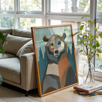 Expressive Bear Illustration Wall Décor Print – Contemporary Animal Print for Home Décor