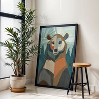 Expressive Bear Illustration Wall Décor Print – Contemporary Animal Print for Home Décor