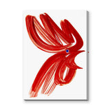 Abstract Bird Modern Wall Art – Red Brushstroke on White