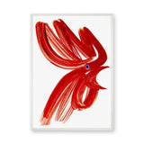 Abstract Bird Modern Wall Art – Red Brushstroke on White