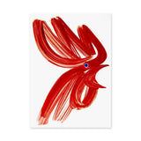 Abstract Bird Modern Wall Art – Red Brushstroke on White