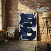 Expressive Blue Brushstroke Wall Décor – Navy Blue Abstract Canvas Print, Contemporary Brush Art for Minimal Home Décor