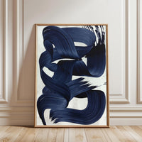 Expressive Blue Brushstroke Wall Décor – Navy Blue Abstract Canvas Print, Contemporary Brush Art for Minimal Home Décor