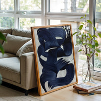Expressive Blue Brushstroke Wall Décor – Navy Blue Abstract Canvas Print, Contemporary Brush Art for Minimal Home Décor