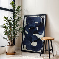 Expressive Blue Brushstroke Wall Décor – Navy Blue Abstract Canvas Print, Contemporary Brush Art for Minimal Home Décor