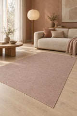Abstract Boho Area Rug – Beige in a living room