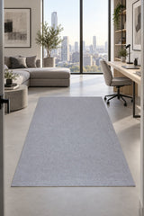 Abstract Boho Area Rug – Gray in a office
