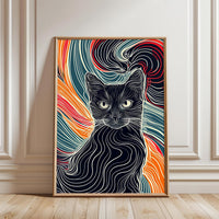 Expressive Cat Illustration Aesthetic Wall Poster Print