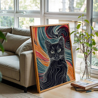 Expressive Cat Illustration Aesthetic Wall Poster Print