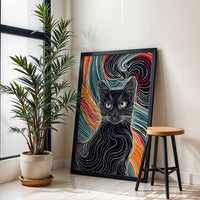 Expressive Cat Illustration Aesthetic Wall Poster Print