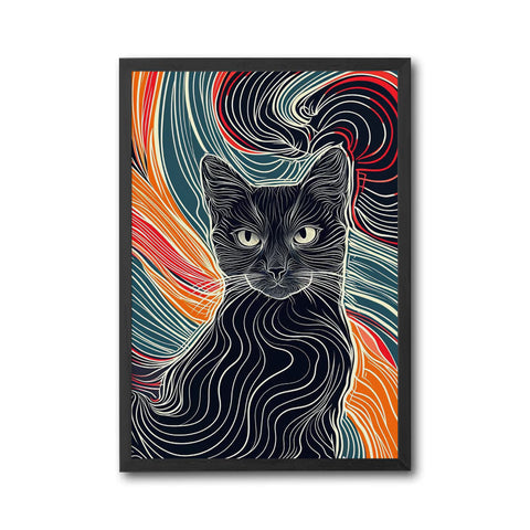 Expressive Cat Illustration Aesthetic Wall Poster Print