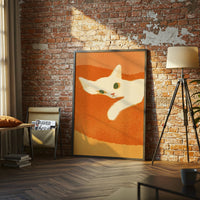 Expressive Cat Illustration Aesthetic Wall Print Décor Poster