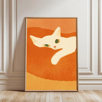 Expressive Cat Illustration Aesthetic Wall Print Décor Poster