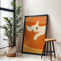 Expressive Cat Illustration Aesthetic Wall Print Décor Poster